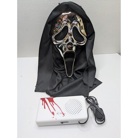 Easter Unlimited Scream Silver Chrome Ghostface Mask with Voice Changer Set READ - Picture 1 of 5